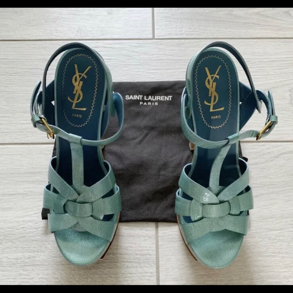 Yves Saint Laurent Tribute Heel Platform Sandal.